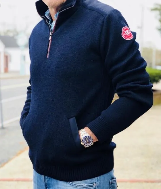 Gregor 1/4 Zip Cotton | Navy