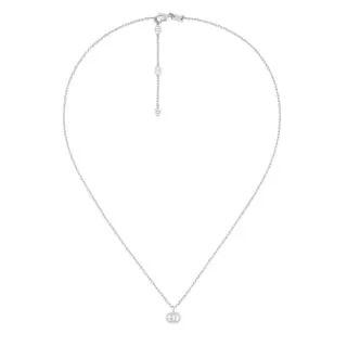 Gucci White Gold Running G Necklace