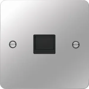 Hager WFBTSPSB Sollysta Flat Plate Secondary Telephone Socket - Polished Steel   Black Insert