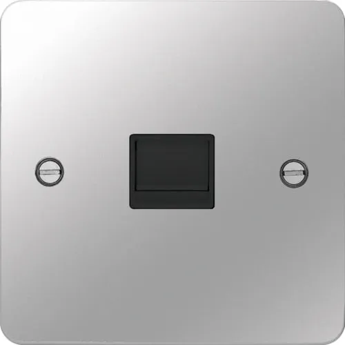 Hager WFBTSPSB Sollysta Flat Plate Secondary Telephone Socket - Polished Steel   Black Insert
