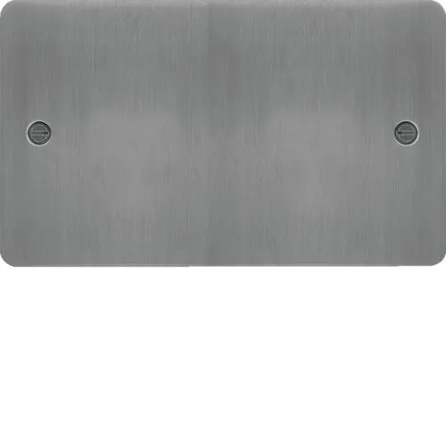 Hager WFP2BS Sollysta Flat Plate 2G Blank Plate - Brushed Steel