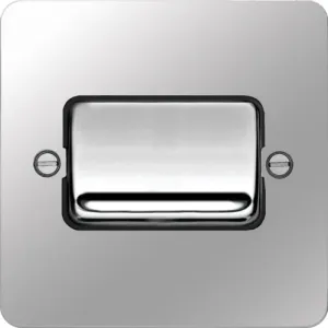 Hager WFPS12WPSB Sollysta Flat Plate 10AX 1 Gang 2 Way Wall Switch (Wide Rocker) - Polished Steel   Black Insert