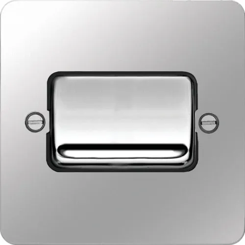 Hager WFPS12WPSB Sollysta Flat Plate 10AX 1 Gang 2 Way Wall Switch (Wide Rocker) - Polished Steel   Black Insert