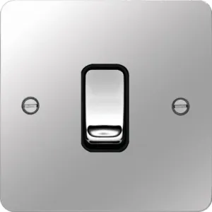 Hager WFPS16PSB Sollysta Flat Plate Intermediate Switch - Polished Steel   Black Insert