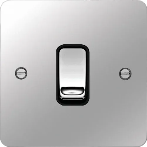 Hager WFPS16PSB Sollysta Flat Plate Intermediate Switch - Polished Steel   Black Insert