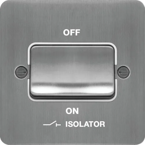 Hager WFPS3PIBSW Sollysta Flat Plate 3 Pole Isolator Switch - Brushed Steel   White Insert