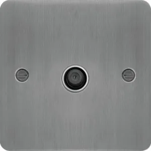 Hager WFSATBSW Sollysta Flat Plate F Type Satellite Outlet - Brushed Steel   White Insert
