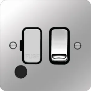 Hager WFSSU83FOPSB Sollysta Flat Plate 13A Fused Connection Unit Switched   Flex Outlet - Polished Steel   Black Insert