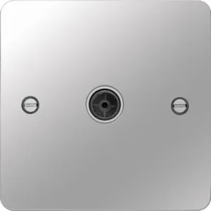 Hager WFTVFPSW Sollysta Flat Plate Single Co-Ax TV Socket Outlet Female - Polished Steel   White Insert