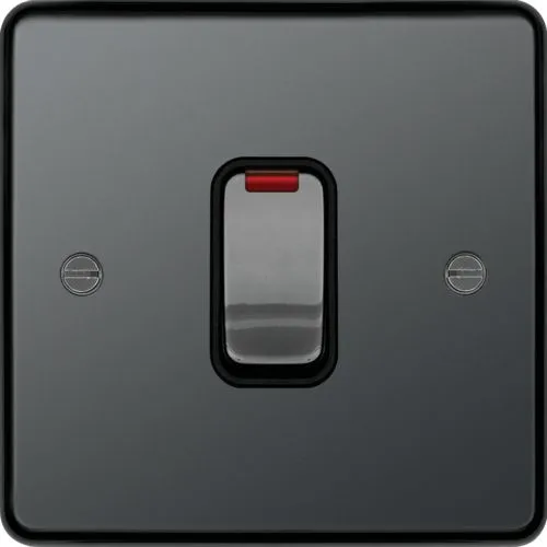 Hager WRDP84NBNB Sollysta Raised Plate 20A 1G DP Switch   Neon - Black Nickel   Black Insert