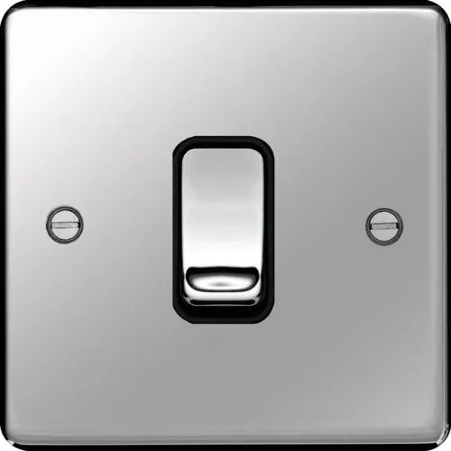 Hager WRPS16PSB Sollysta Raised Plate Intermediate Switch - Polished Steel   Black Insert
