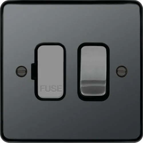 Hager WRSSU83BNB Sollysta Raised Plate 13A Fused Connection Unit Switched - Black Nickel   Black Insert