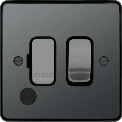 Hager WRSSU83FOBNB Sollysta Raised Plate 13A Fused Connection Unit Switched Flex Outlet - Black Nickel   Black Insert