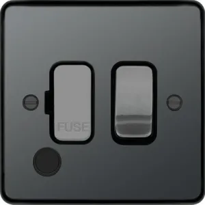 Hager WRSSU83FOBNB Sollysta Raised Plate 13A Fused Connection Unit Switched Flex Outlet - Black Nickel   Black Insert