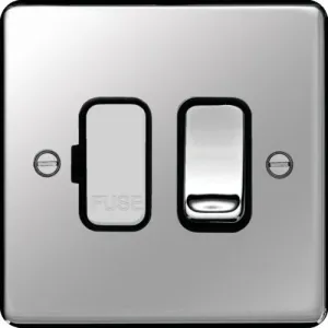 Hager WRSSU83PSB Sollysta Raised Plate 13A Fused Connection Unit Switched - Polished Steel   Black Insert