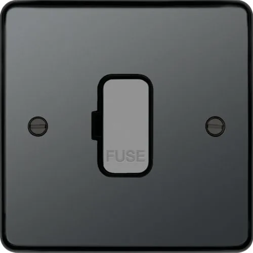 Hager WRSU83BNB Sollysta Raised Plate 13A Fused Connection Unit Unswitched - Black Nickel   Black Insert