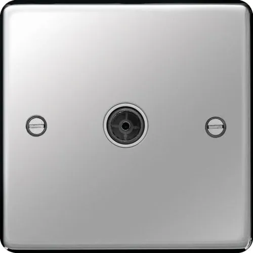 Hager WRTVFPSW Sollysta Raised Plate Single Co-Ax TV Socket Outlet Female - Polished Steel   White Insert
