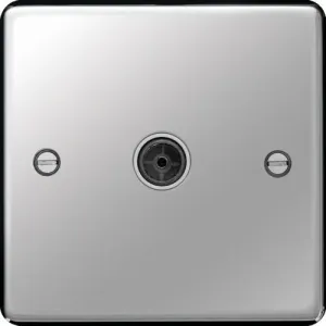 Hager WRTVFPSW Sollysta Raised Plate Single Co-Ax TV Socket Outlet Female - Polished Steel   White Insert