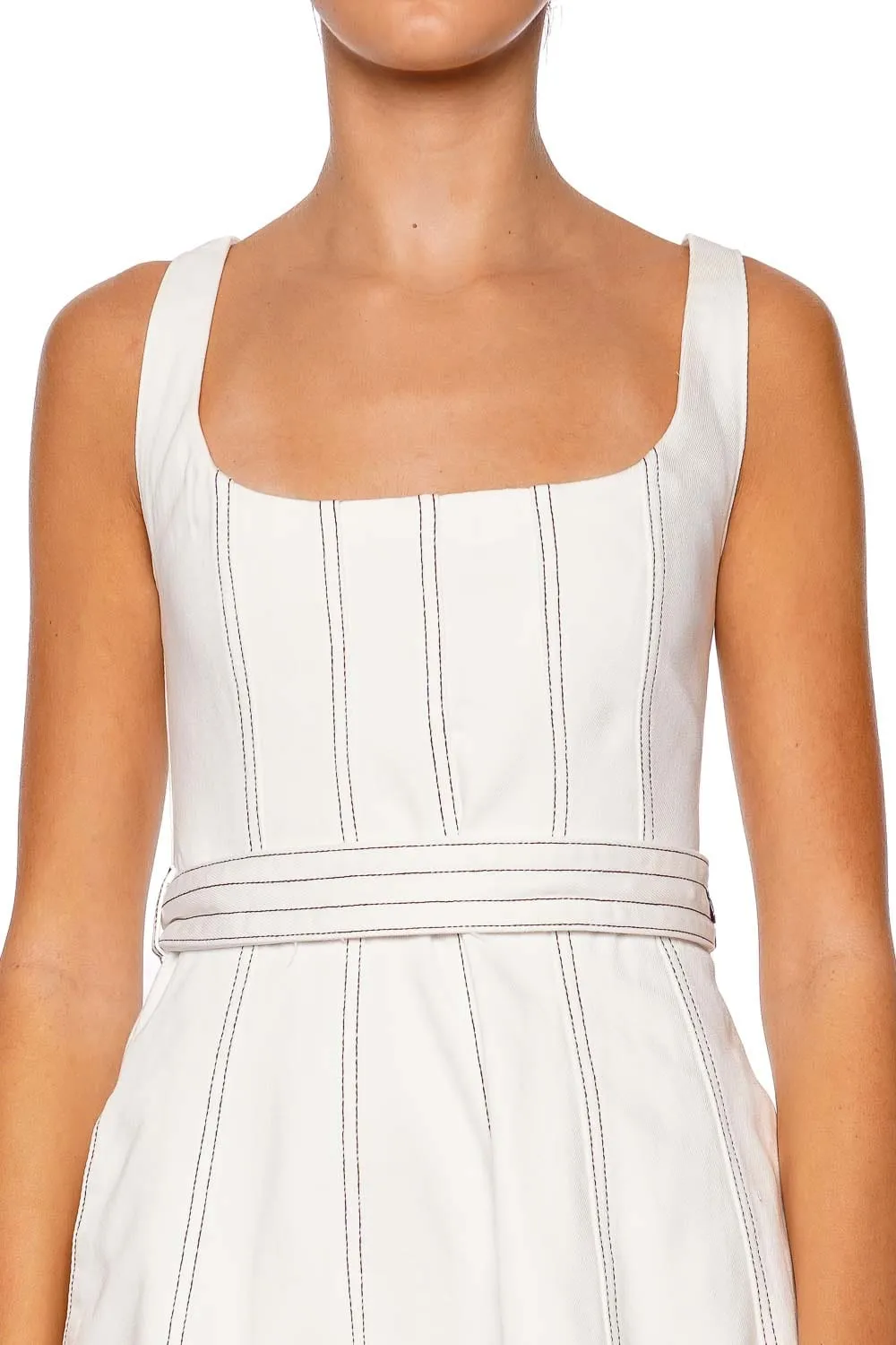 Hana Stitch Belted Mini Dress