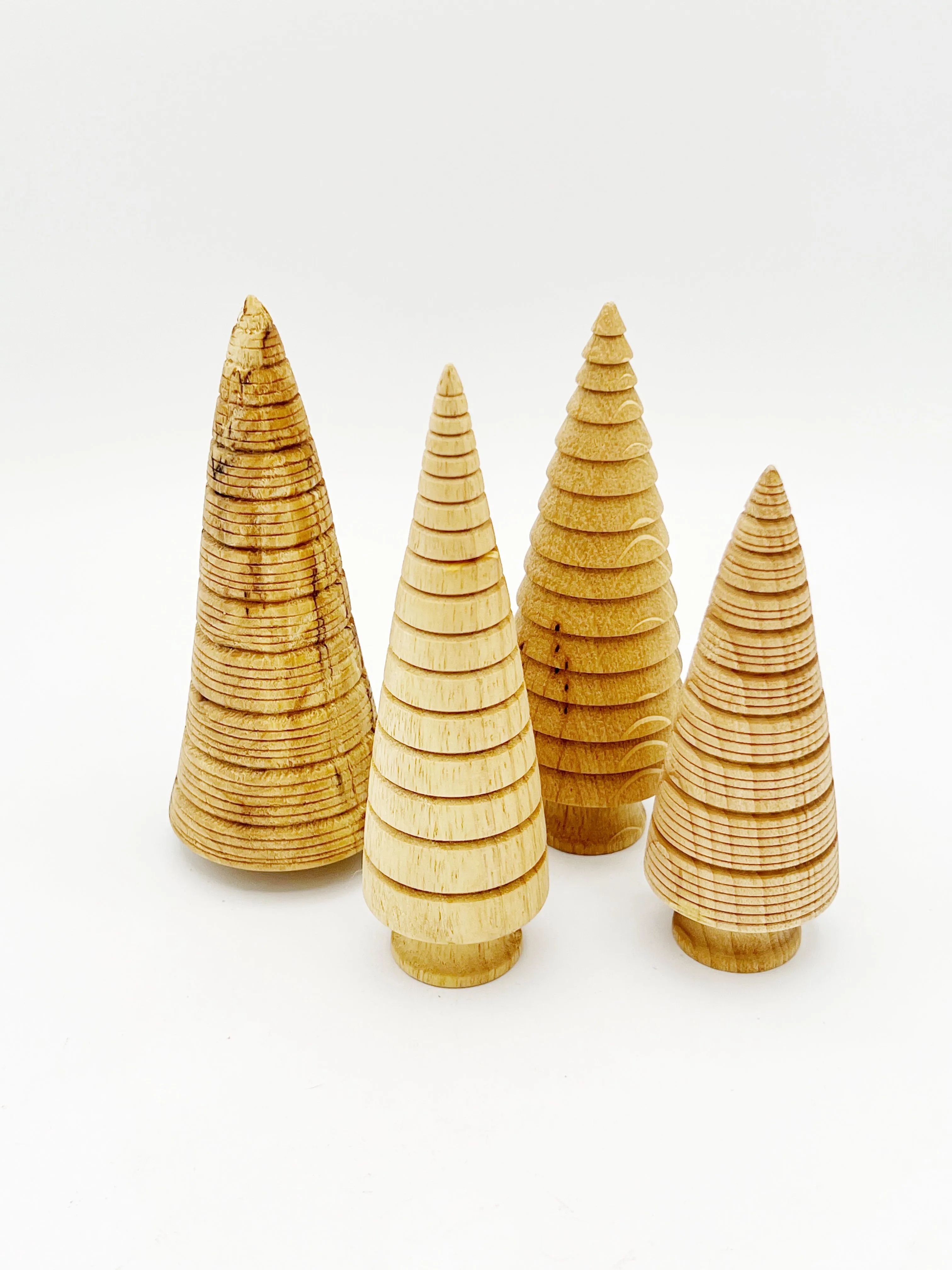 Hand turned wooden trees