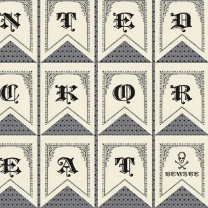 Haunted Gala Haunted 24 inch Panel Bunting in Black by The Comstocks for Moda Fabrics