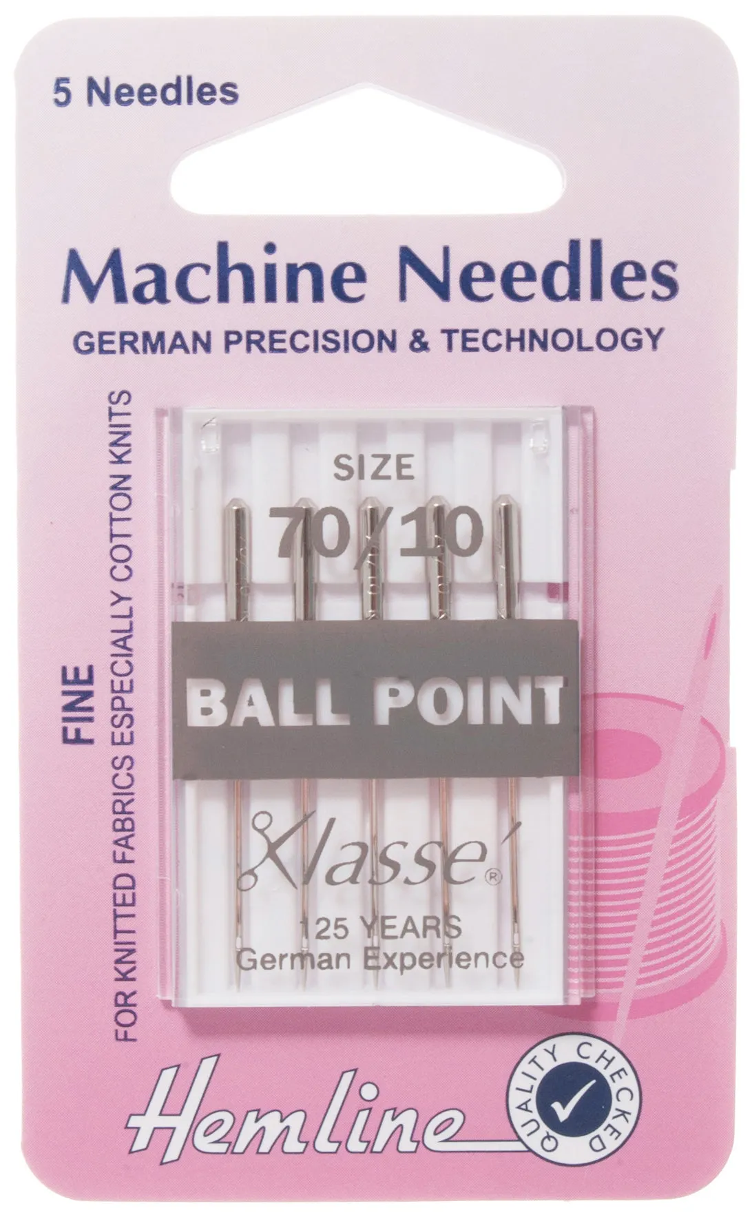 Hemline Ball Point Sewing Machine Needles Fine -70 / 10