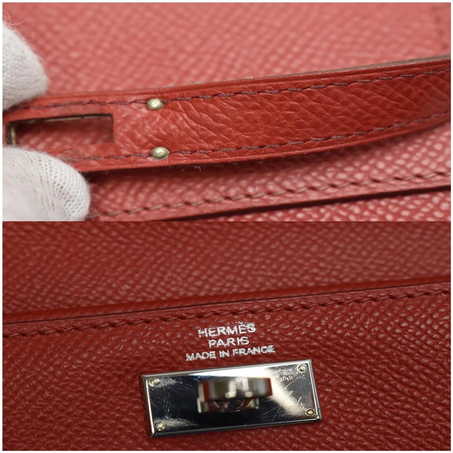HERMES Kelly Epsom Leather Wallet Red