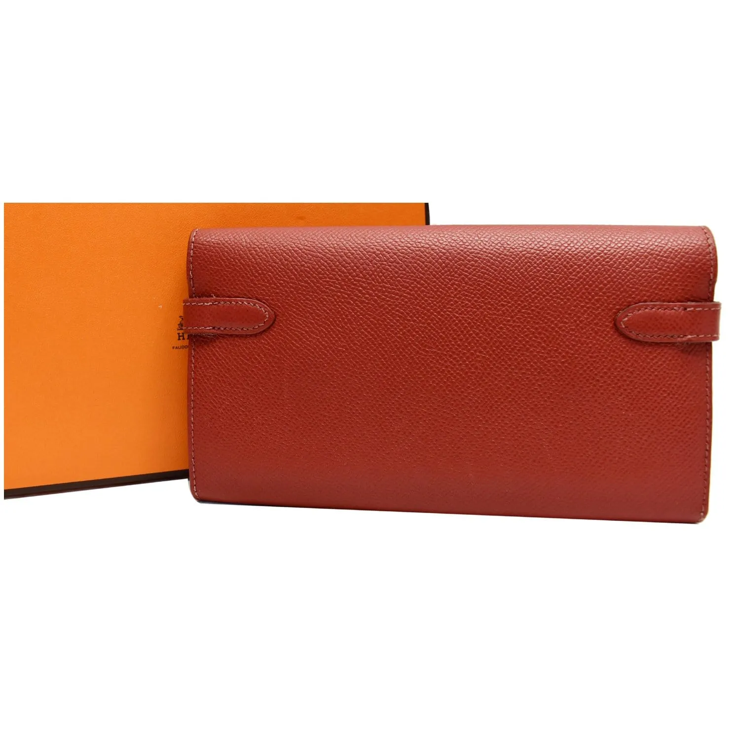 HERMES Kelly Epsom Leather Wallet Red