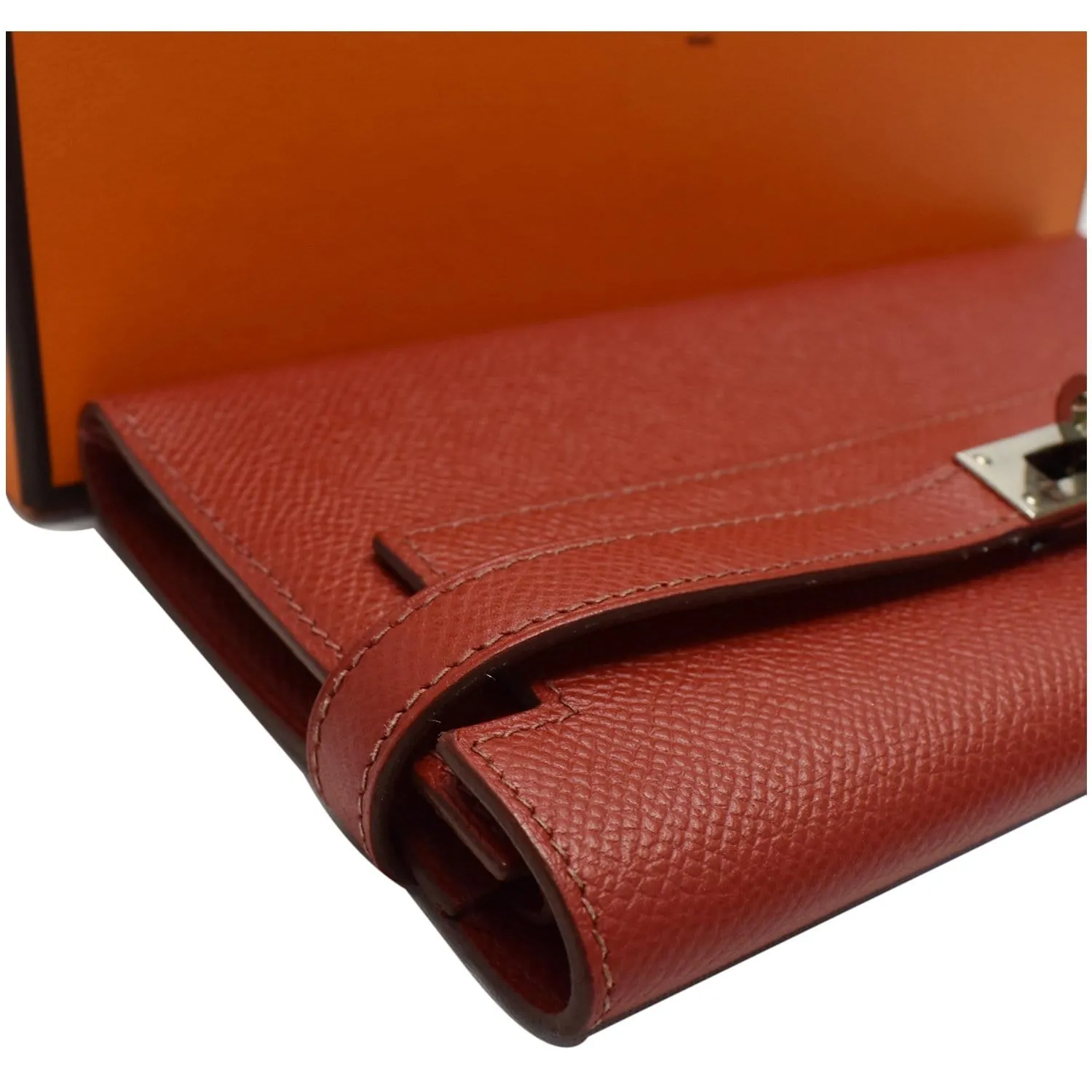 HERMES Kelly Epsom Leather Wallet Red