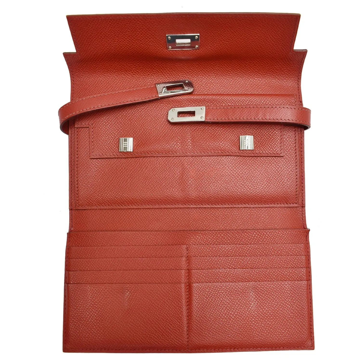 HERMES Kelly Epsom Leather Wallet Red