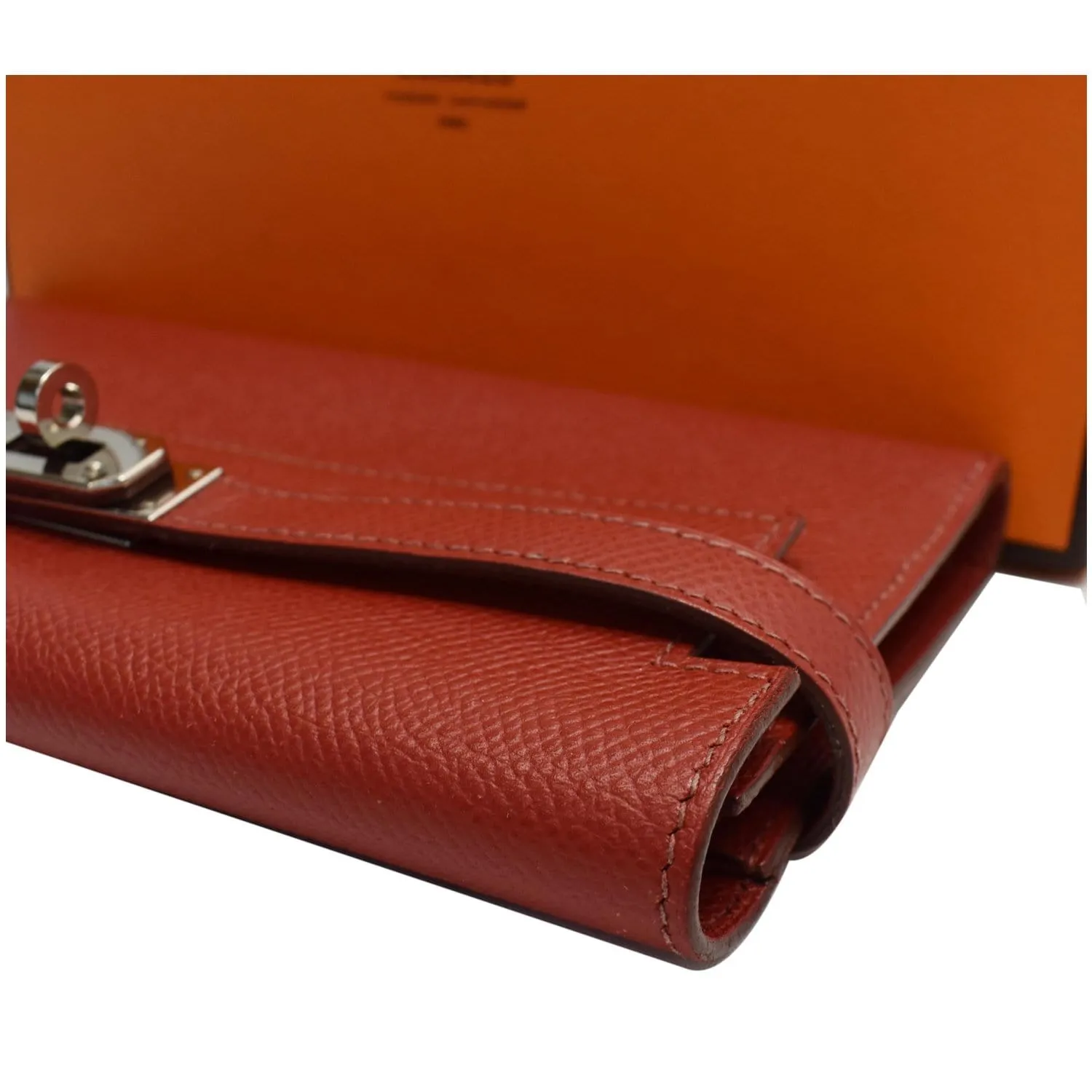 HERMES Kelly Epsom Leather Wallet Red