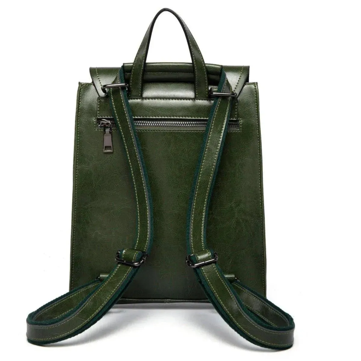 High-Capacity Cover Type Oil Wax Cowhide Backpack