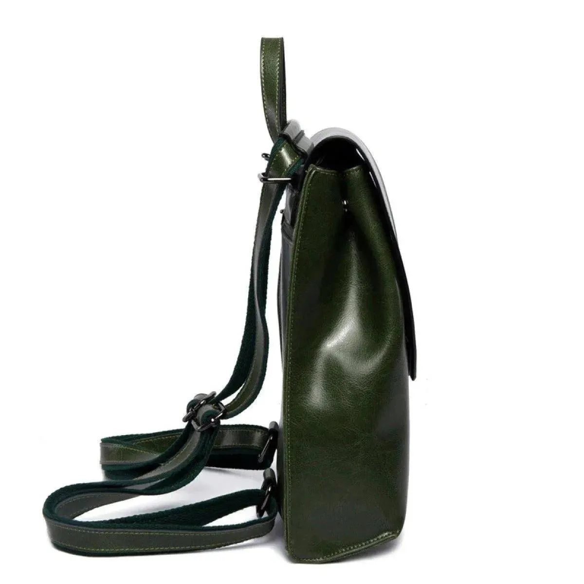 High-Capacity Cover Type Oil Wax Cowhide Backpack