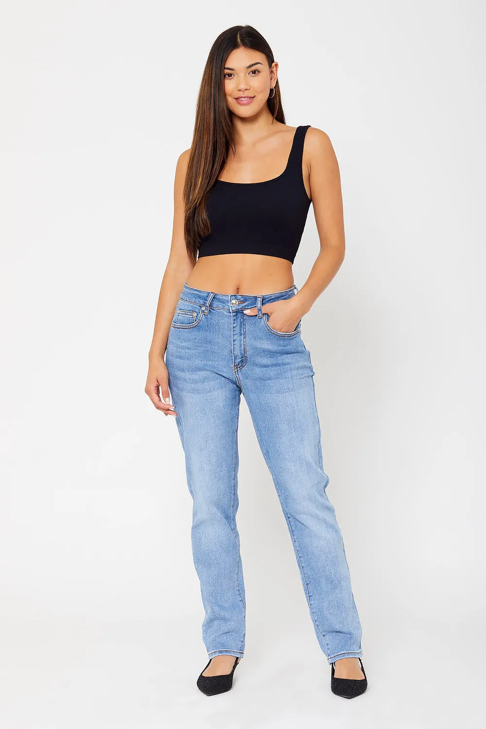 High-rise dad fit denim