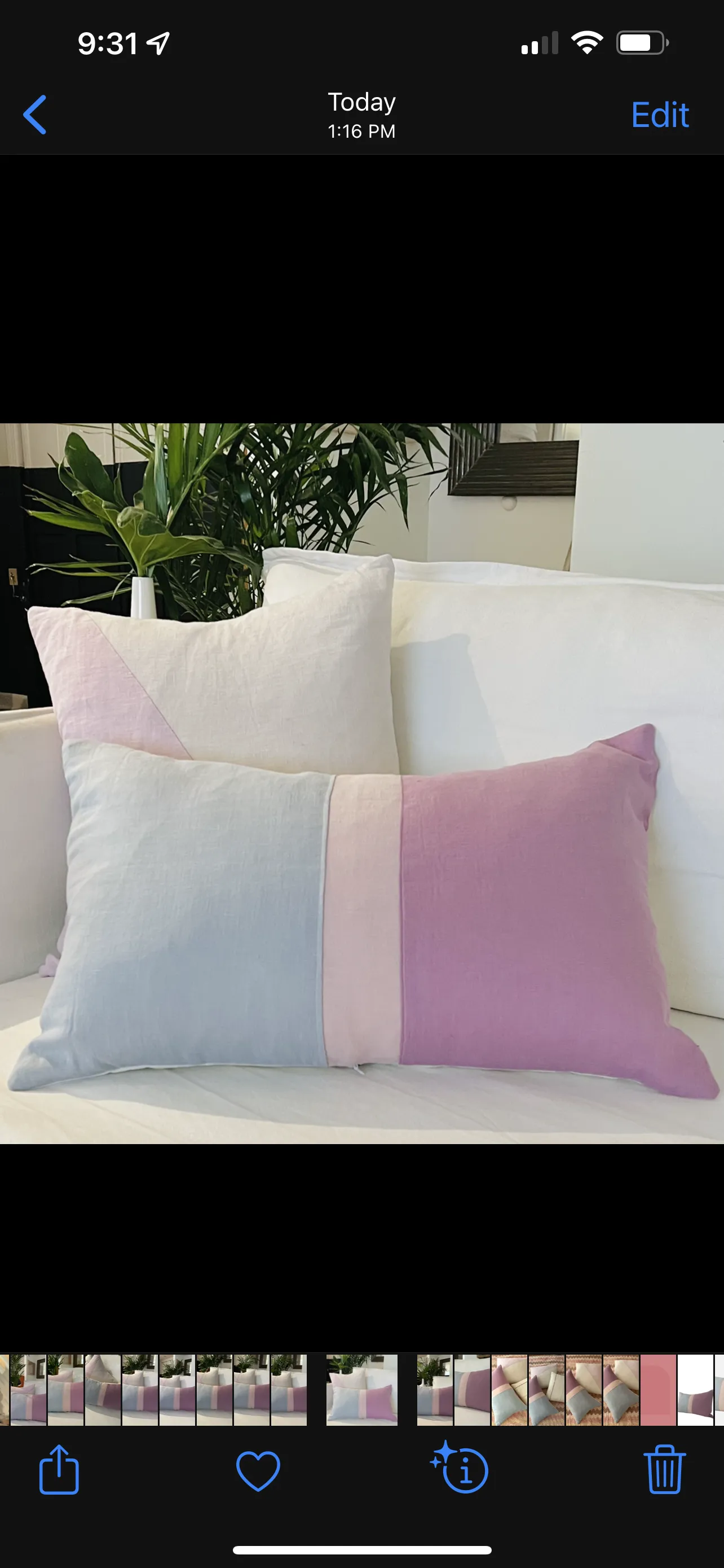 Hydrangea Linen Pillow 22”x22”