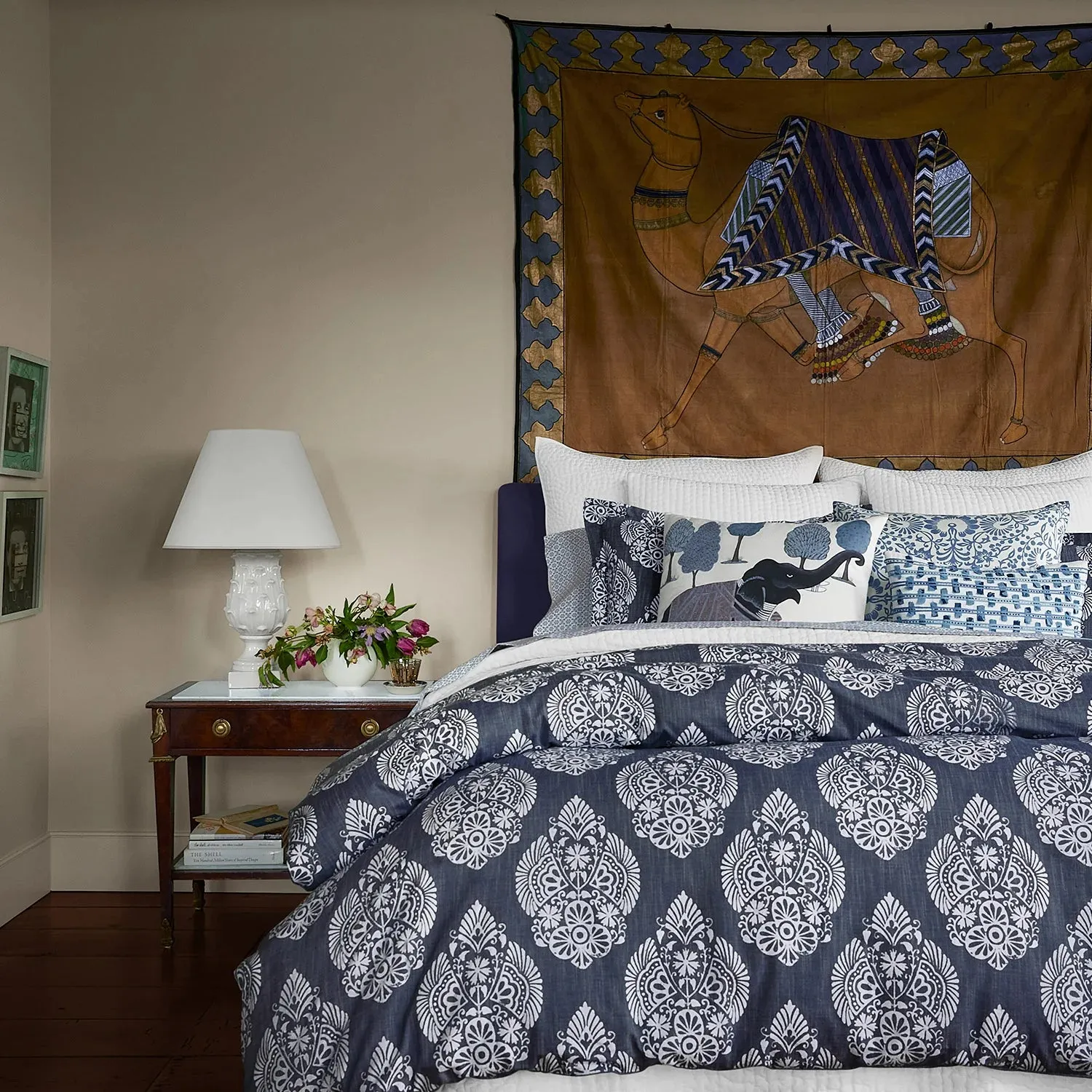 Indigo Elephant Decorative Pillow