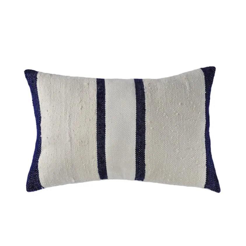 Indigo Stripes Raw Silk Square Pillow