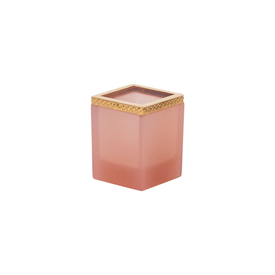 Italian Opaline Square Pen Holder with Brass Trim
