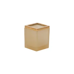 Italian Opaline Square Pen Holder with Brass Trim