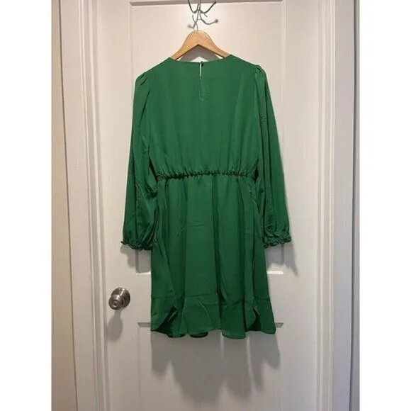 J Crew Women's‎ Flowy Hem Green Elegant Mini Dress 2Side Pockets Lined