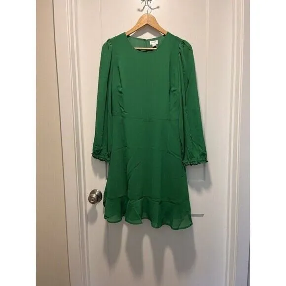 J Crew Women's‎ Flowy Hem Green Elegant Mini Dress 2Side Pockets Lined