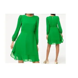 J Crew Women's‎ Flowy Hem Green Elegant Mini Dress 2Side Pockets Lined