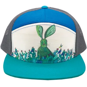 Jackrabbit   Cacti | YOUTH | 7 Panel Hat | Aqua, Royal, and 100% Recycled Grey Mesh