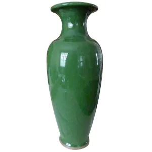 Jade Crackle Glaze Willow Leaf Vase, 19.5"H