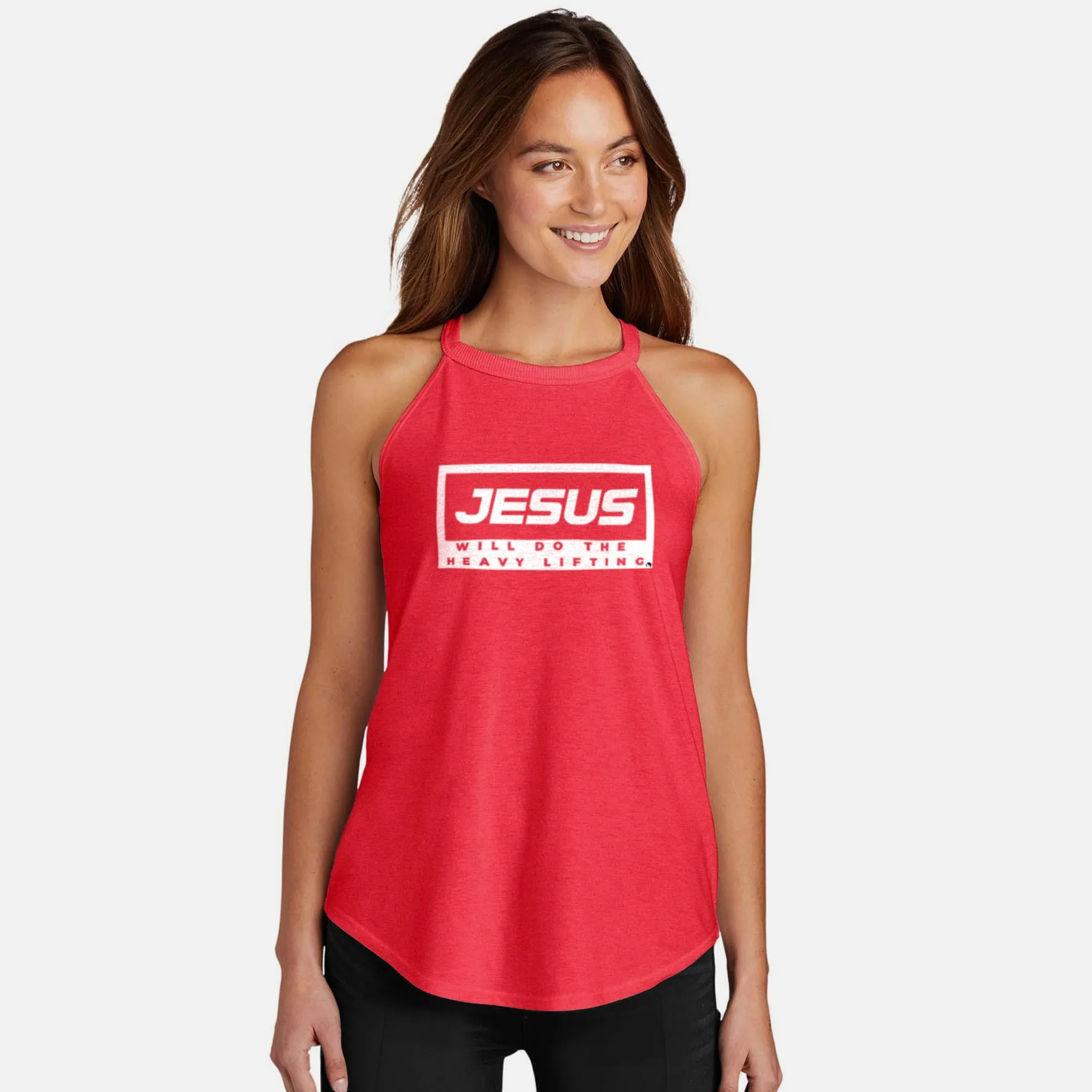 Jesus will do the heavy lifting Rocker Tank Top