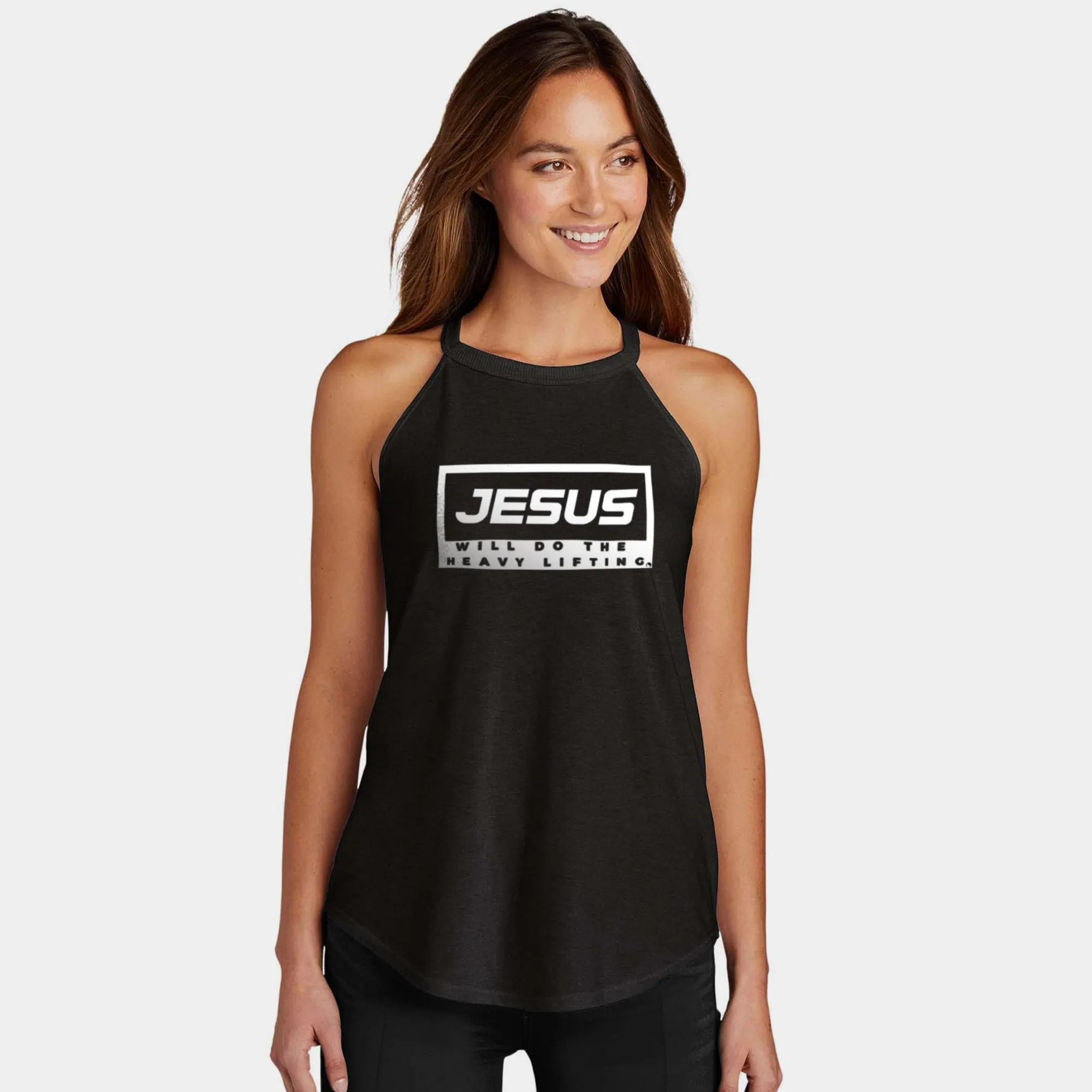 Jesus will do the heavy lifting Rocker Tank Top