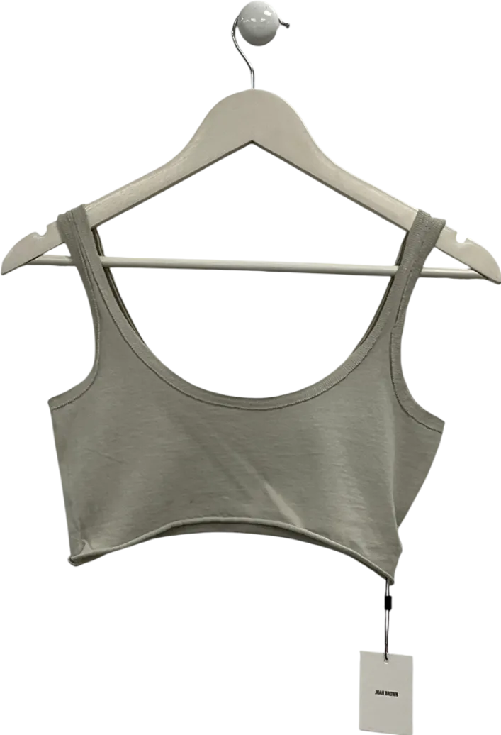 Joah Brown Beige Sporty Crop Top In Fog UK XS/S