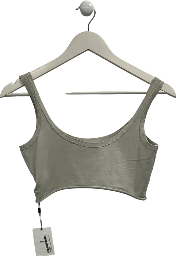 Joah Brown Beige Sporty Crop Top In Fog UK XS/S