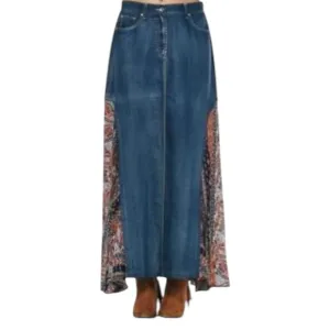 Joh Chambray Paneled Boho Maxi Skirt Size Small New with Tags