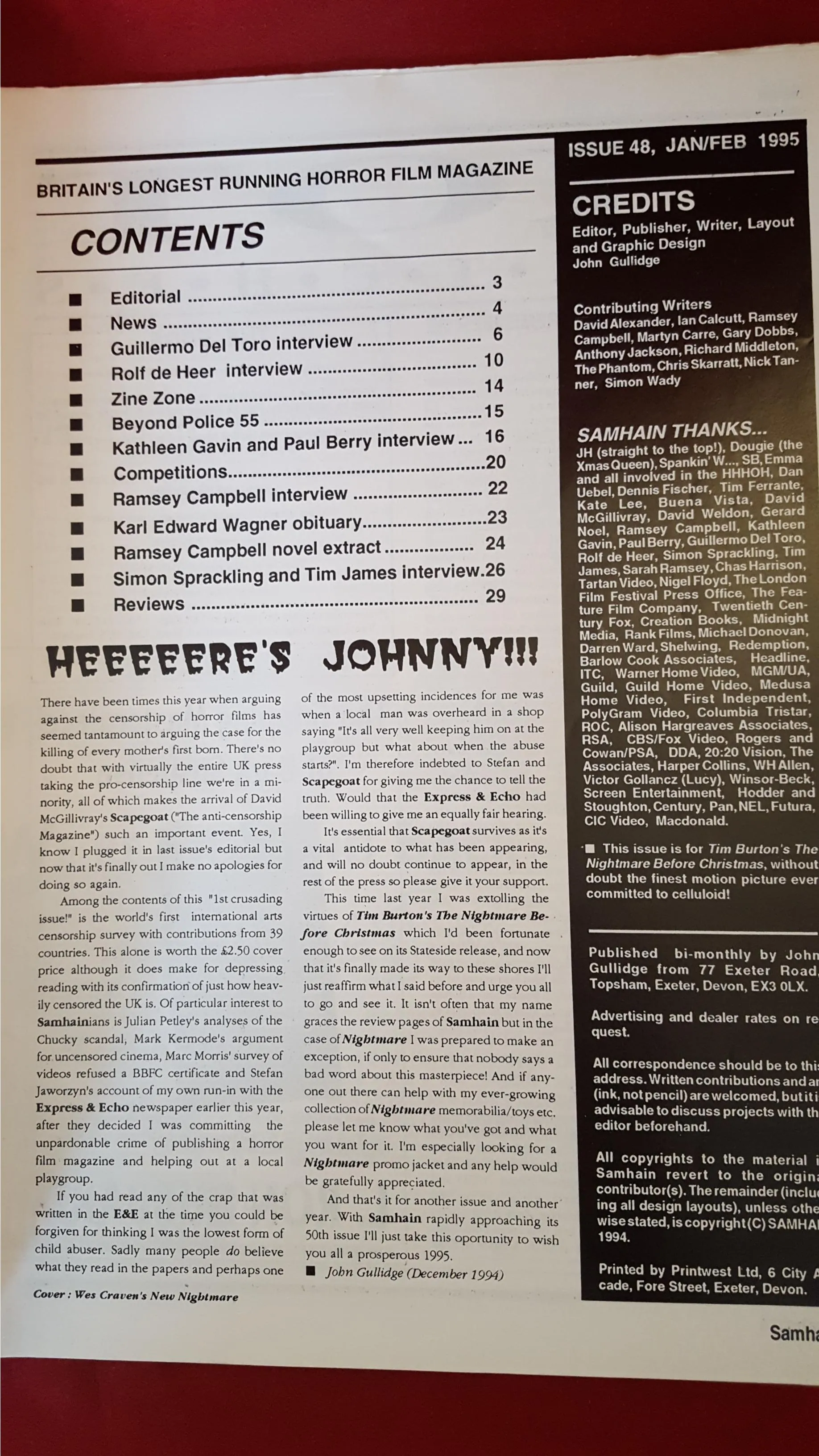 John Gullidge - Samhain, Issue 48, Jan/Feb 1995